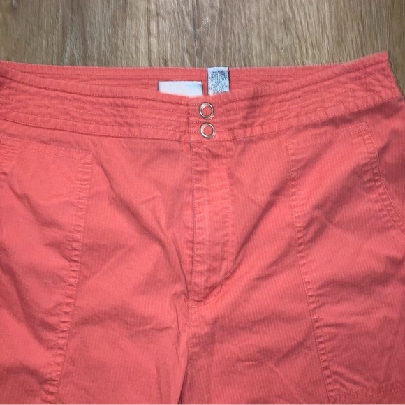 Chico's Women Size 1 (8) Cotton Crop Coral Orange Pant Lightweight |Beach Boho - Picture 5 of 15